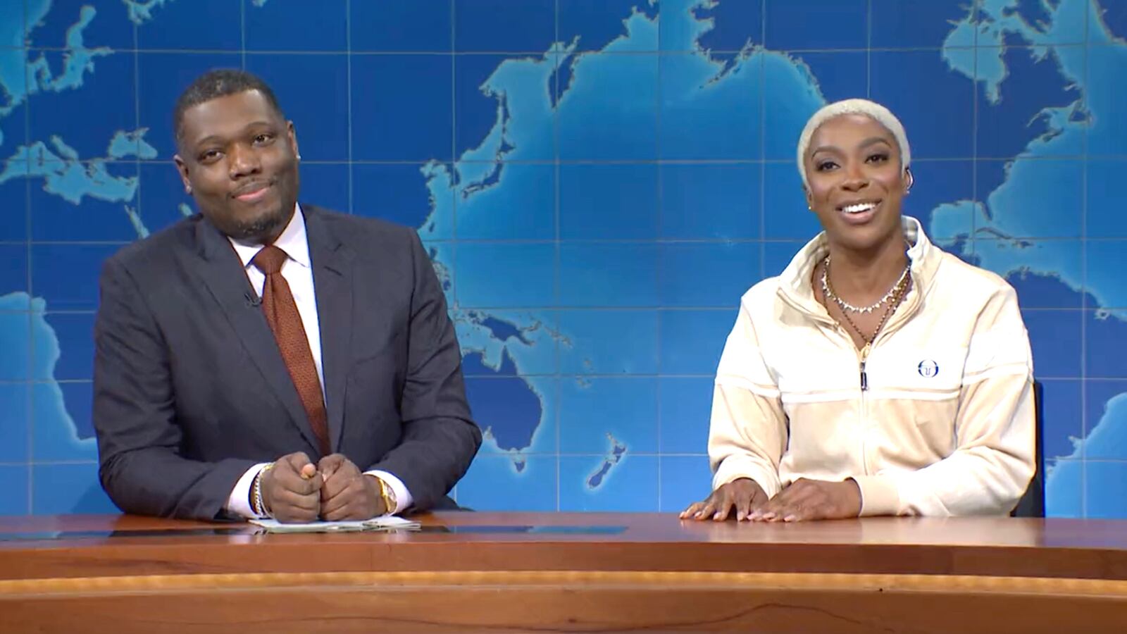Michael Che and Ego Nwodim as Jada Pinkett Smith on SNL