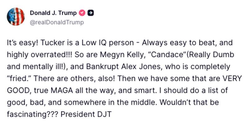 Trump Truth Social post