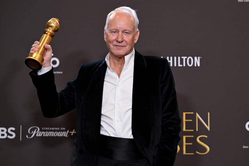 Stellan Skarsgård wins the Golden Globe for Male supporting actor in a film for "Sentimental Value" at the 83rd Annual Golden Globes