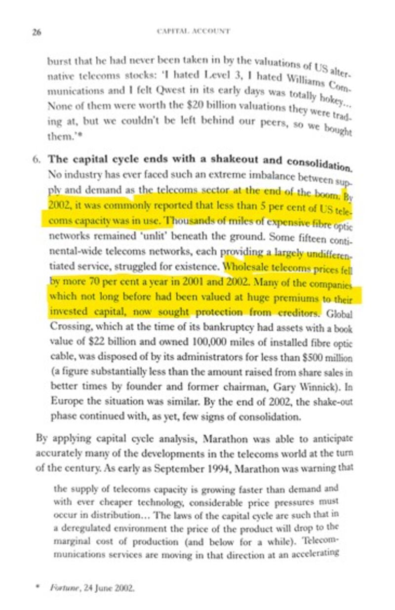 A highlighted passage from Edward Chancellor's "Capital Account"