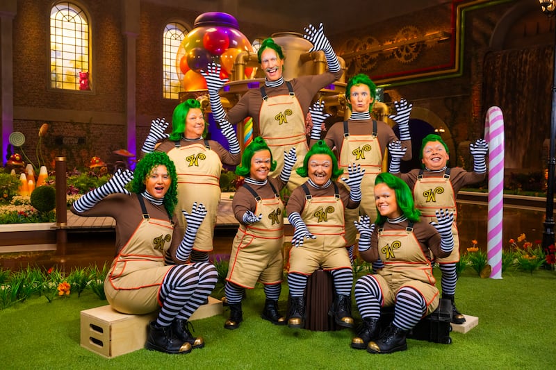Alivia McCarthy, Beccy Benjamin, Ben Goffe, Mitchell Marione, Rusty Goffe, Ash Magic, Tiffany, Dane Noonan in Season 1 of Wonka's The Golden Ticket.