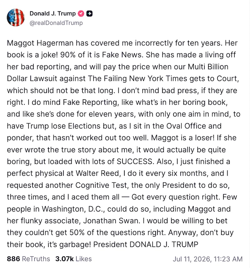The 80-year-old president bragged about his health in a confusing Truth Social post.