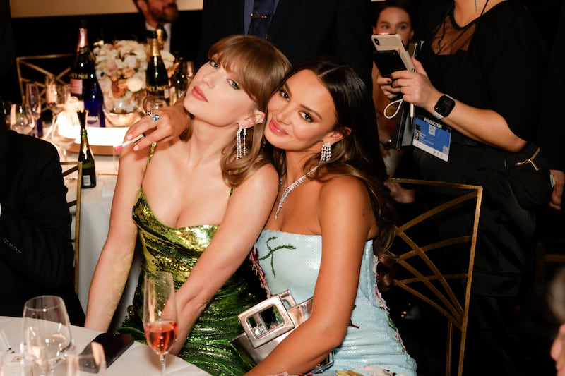 Taylor Swift and Keleigh Sperry at the 81st Annual Golden Globe Awards in 2024.