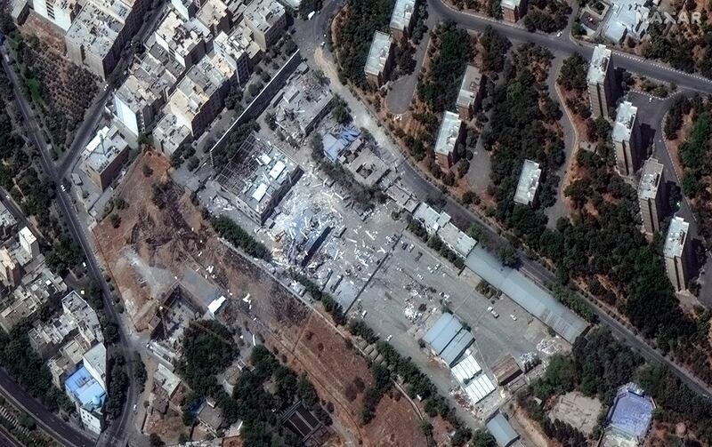 Maxar satellite imagery captured after the U.S. airstrikes. Trump claimed the attacks were a major win.