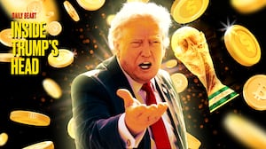 A photo illo illustration of Donald Trump for the Inside Trump's Head podcast.