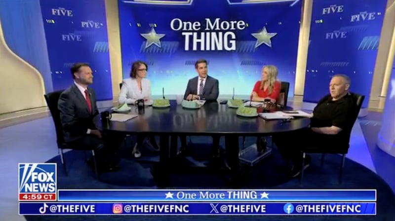 JD Vance laughs after Jesse Watters calls fudge "too gay" on Fox News.