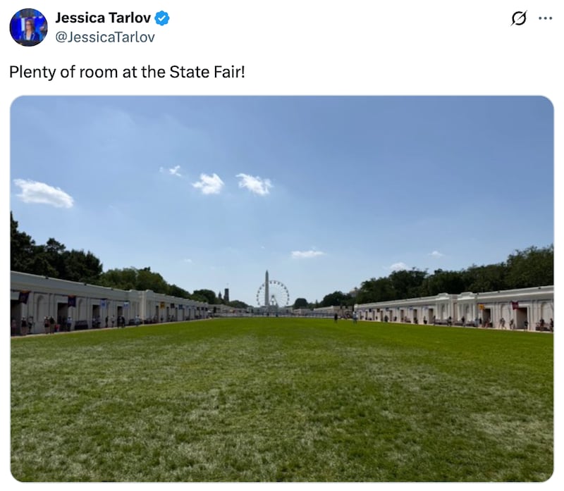 Jessica Tarlov X post from Trump's State Fair