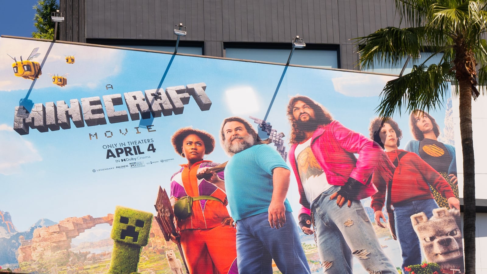 HOLLYWOOD, CA - APRIL 04: General view of the 'Minecraft' skyscraper billboard campaign at Hollywood & Highland on April 04, 2025 in Hollywood, California.