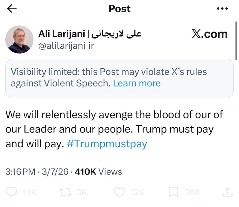 Trump "couldn't care less" about the threat from one of Iran's most prominent leaders.