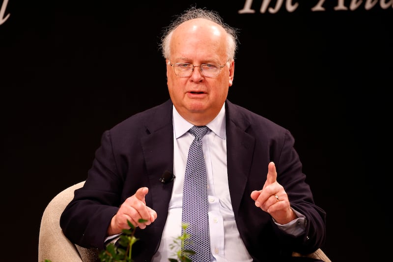 Karl Rove speaks on stage during the "Election 2024" panel for The Atlantic Festival 2024 on September 20, 2024 in Washington, DC.