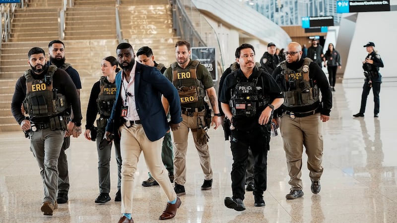 ICE agents patrol at LaGuardia International Airport, New York City, U.S. March 23, 2026.