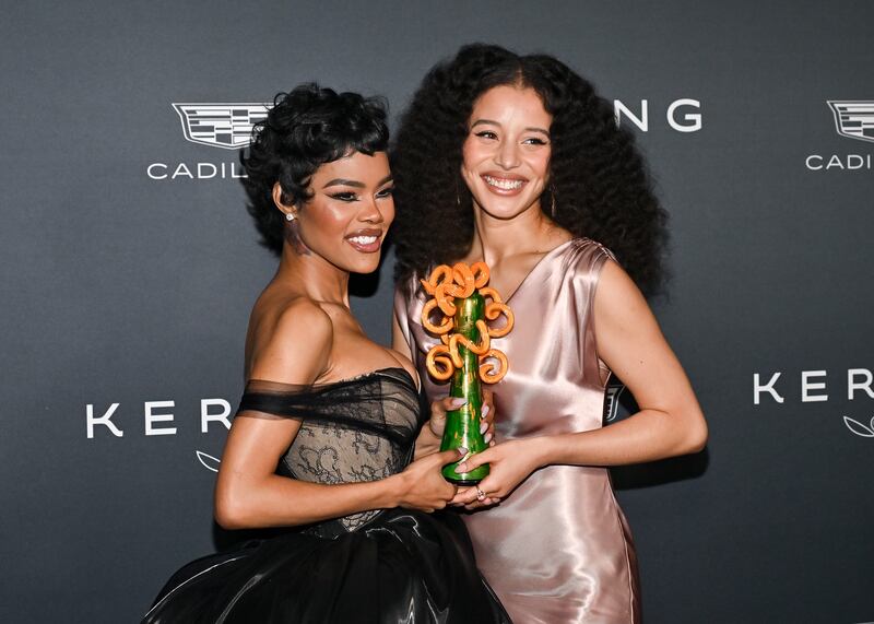 Teyana Taylor and Chase Infiniti at the 37th Annual Palm Springs International Film Festival Film Awards held at Palm Springs Convention Center on January 03, 2026 in Palm Springs, California. (Photo by Michael Buckner/Variety via Getty Images)