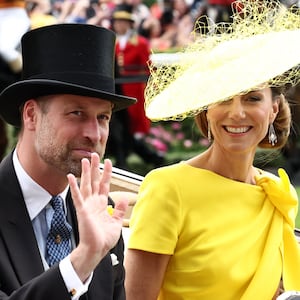 William, Prince of Wales and Catherine, Princess of Wales arrive by horse and carriage during the royal procession ahead of the day's races at Royal Ascot on June 17, 2026.