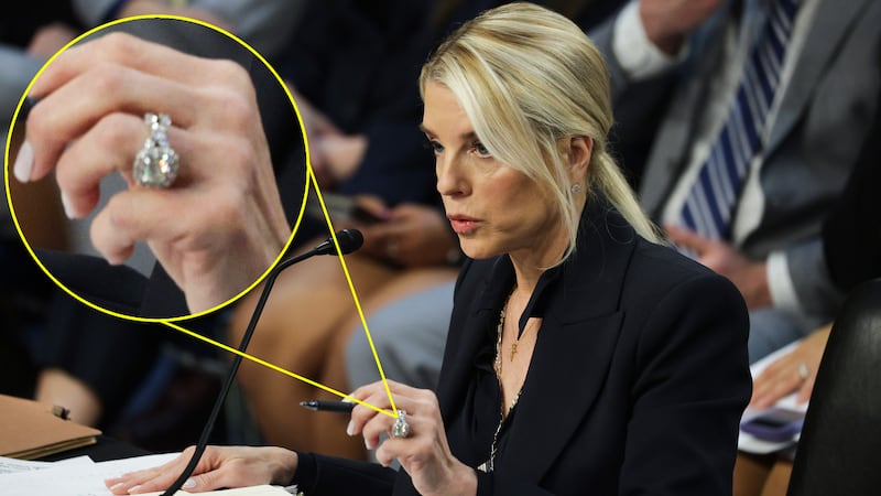 Attorney General Pam Bondi’s “large” wedding ring was on full display as she testified in front of senators this week.