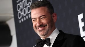 TV host Jimmy Kimmel poses in the press room with the Best Talk Show award for "Jimmy Kimmel Live!" during the 31st Annual Critics Choice Awards at Barker Hangar in Santa Monica, California, on January 4, 2026.