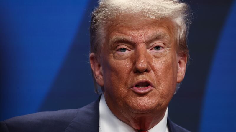 USA President Donald Trump during the press conference at the NATO Summit in The Hague, Netherlands on June 25, 2025. (Photo by Jakub Porzycki/NurPhoto via Getty Images)