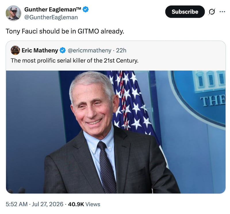 MAGA responds to the Fauci diaries.