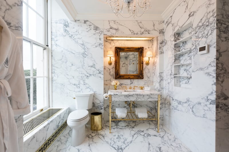 President Trump shared photos of the renovation he made to the bathroom in the Lincoln bedroom, changing it to all marble.