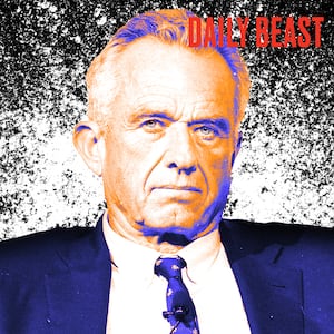 A photo illustration of of RFK Jr. for The Daily Beast podcast.