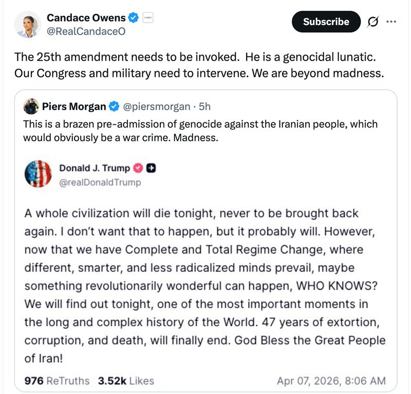Candace Owens was one of several far-right influencers to call for Trump's removal.