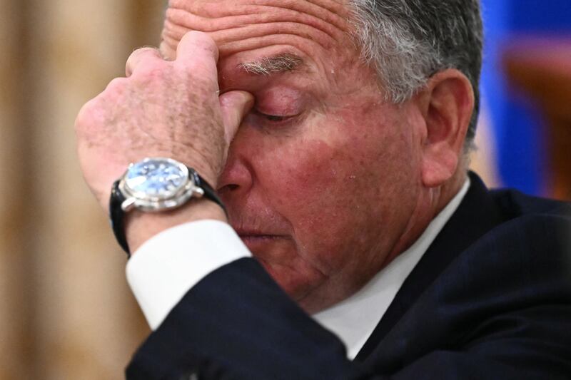 White House Special Envoy Steve Witkoff looks on as US President Donald Trump holds a cabinet meeting in the Cabinet Room of the White House in Washington, DC on August 26, 2025.