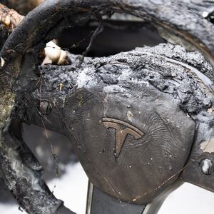 Burnt Tesla steering wheel.