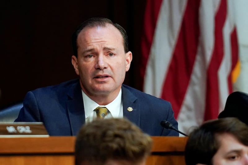 Sen. Mike Lee, R-Utah, makes an opening statement during the confirmation hearing for Supreme Court nominee Ketanji Brown Jackson on Capitol Hill in Washington, Monday, March 21, 2022.