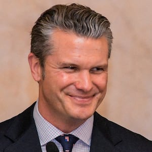 US Secretary of Defense Pete Hegseth smiles during a press conference at the Dominican National Palace in Santo Domingo on November 26, 2025.