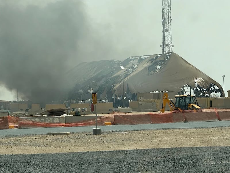 Damage from an Iranian strike on Camp Buehring, Kuwait.