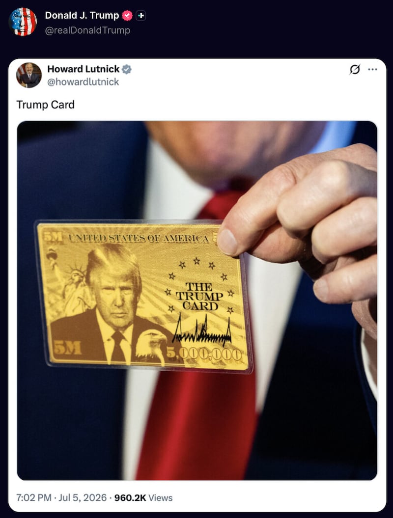 Trump shared this old X post by Howard Lutnick.