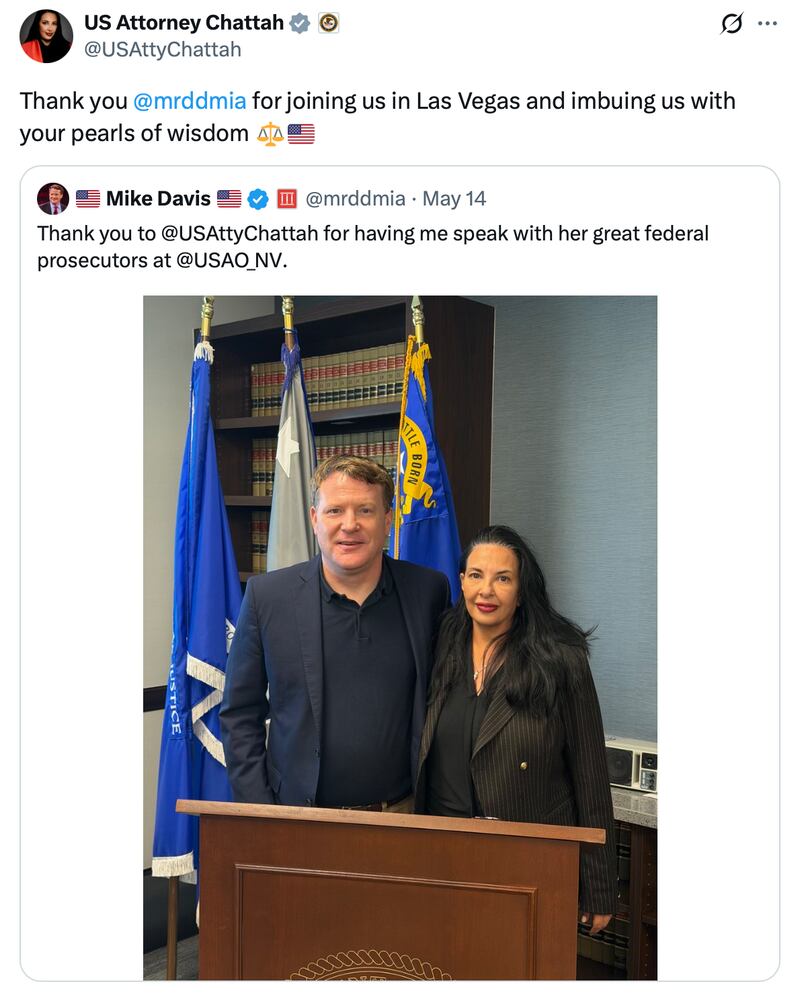 Sigal Chattah posts a happy snap with Mike Davis.