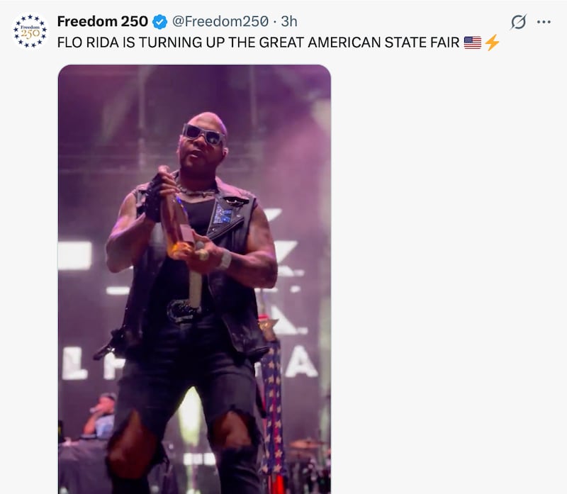 Freedom 250 have celebrated Flo Rida's State Fair performance.