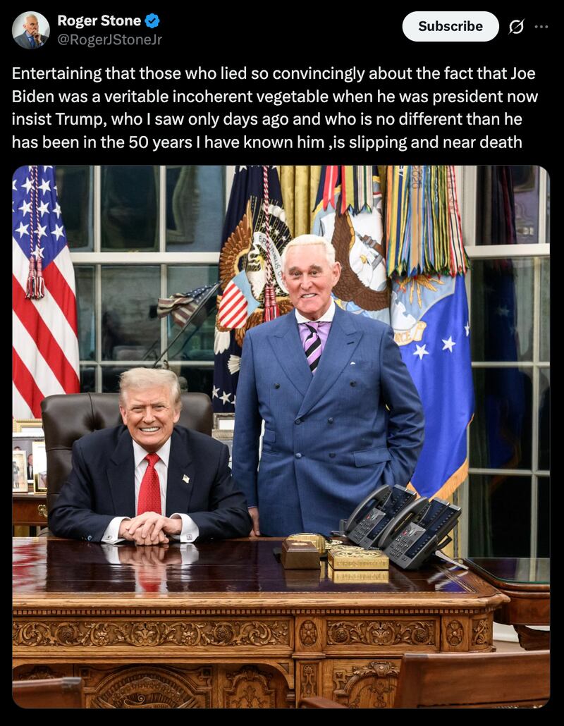Roger Stone's X post