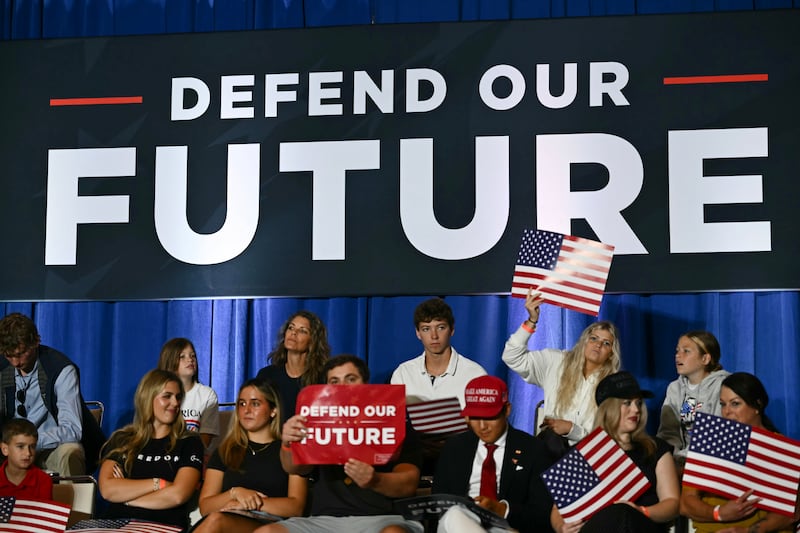 GREENSBORO, NORTH CAROLINA - SEPTEMBER 21: Attendees wait for U.S. Vice President JD Vance to arrive at a rally at Koury Convention Center on September 21, 2026 in Greensboro, North Carolina. Vance continues to make campaign stops around the U.S. in the lead up to the midterm elections. (Photo by s)