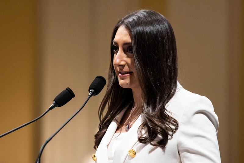 Sara Jacobs (D-CA) speaks as members of Congress share recollections of the January 6 2021, assault on the U.S. Capitol on its one year anniversary, in Washington, U.S., January 6, 2022. Graeme Jennings/Pool via REUTERS