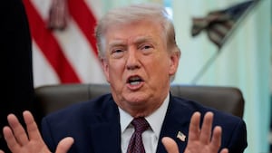 U.S. President Donald Trump speaks during the signing ceremony for an executive order on mail ballots, in the Oval Office of the White House in Washington, D.C., March 31, 2026.