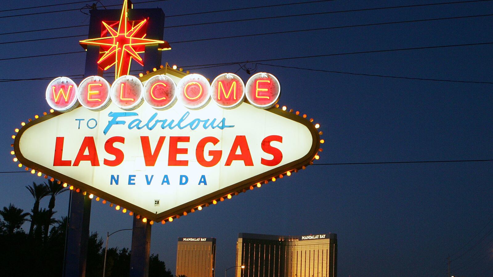 The Las Vegas sign at night