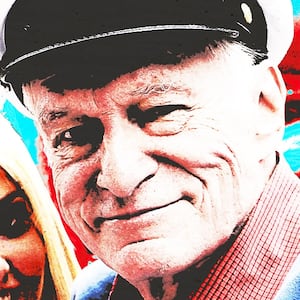 Hugh Hefner with many of his exgirlfriends.