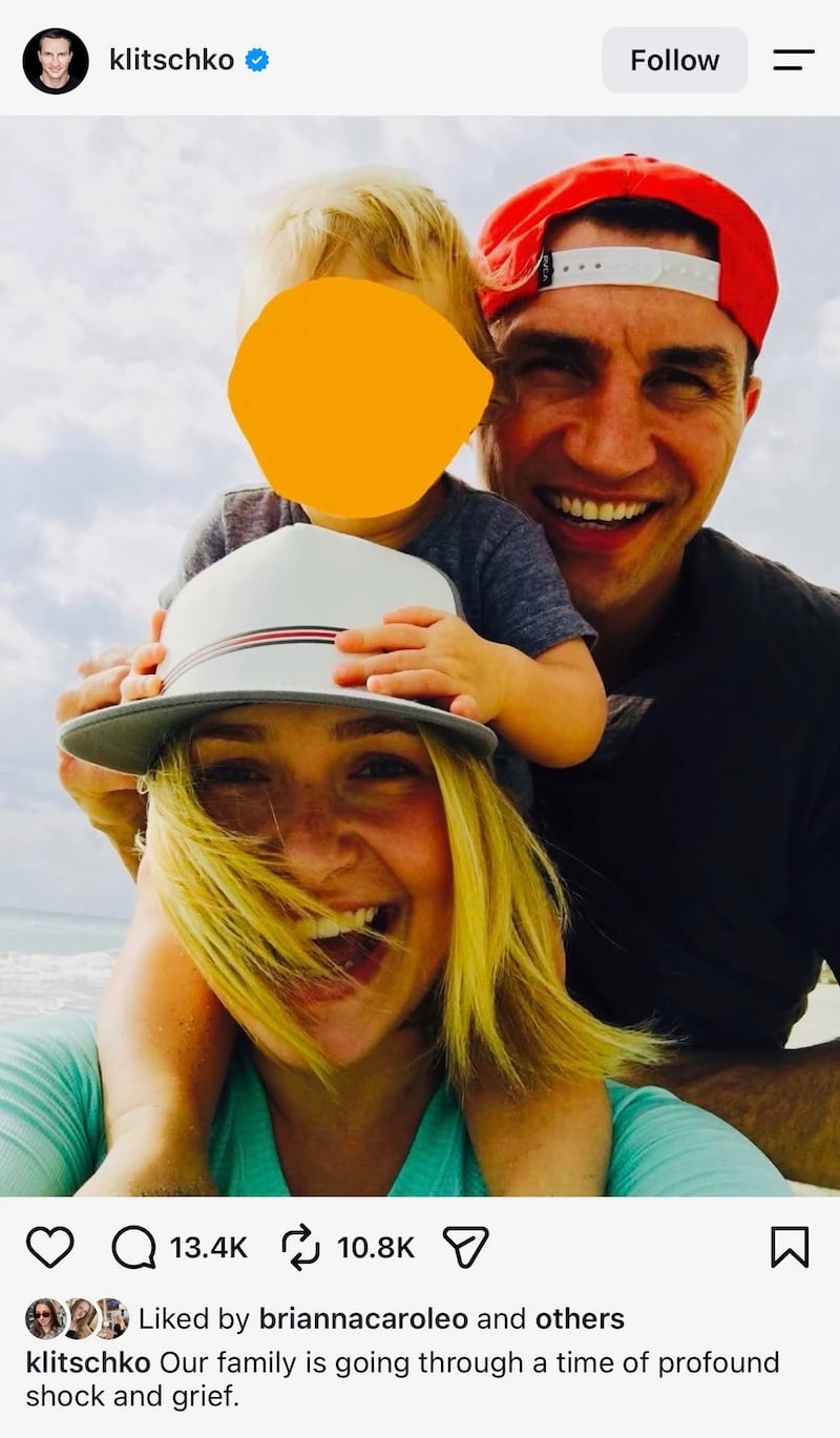 Hayden Panettiere's ex-fiancé, Wladimir Klitschko, posted a tribute to the mother of his child soon after her passing.