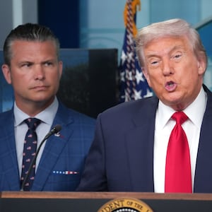 WASHINGTON, DC - AUGUST 11: U.S. President Donald Trump delivers remarks during a press conference in the James S. Brady Press Briefing Room of the White House August 11, 2025 in Washington, DC. Trump was expected to announce his plan to deploy the National Guard and elements of federal law enforcement agencies to assist in crime prevention in the nation’s capital. Also pictured is U.S Secretary of Defense Pete Hegseth. (Photo by Andrew Harnik/Getty Images)