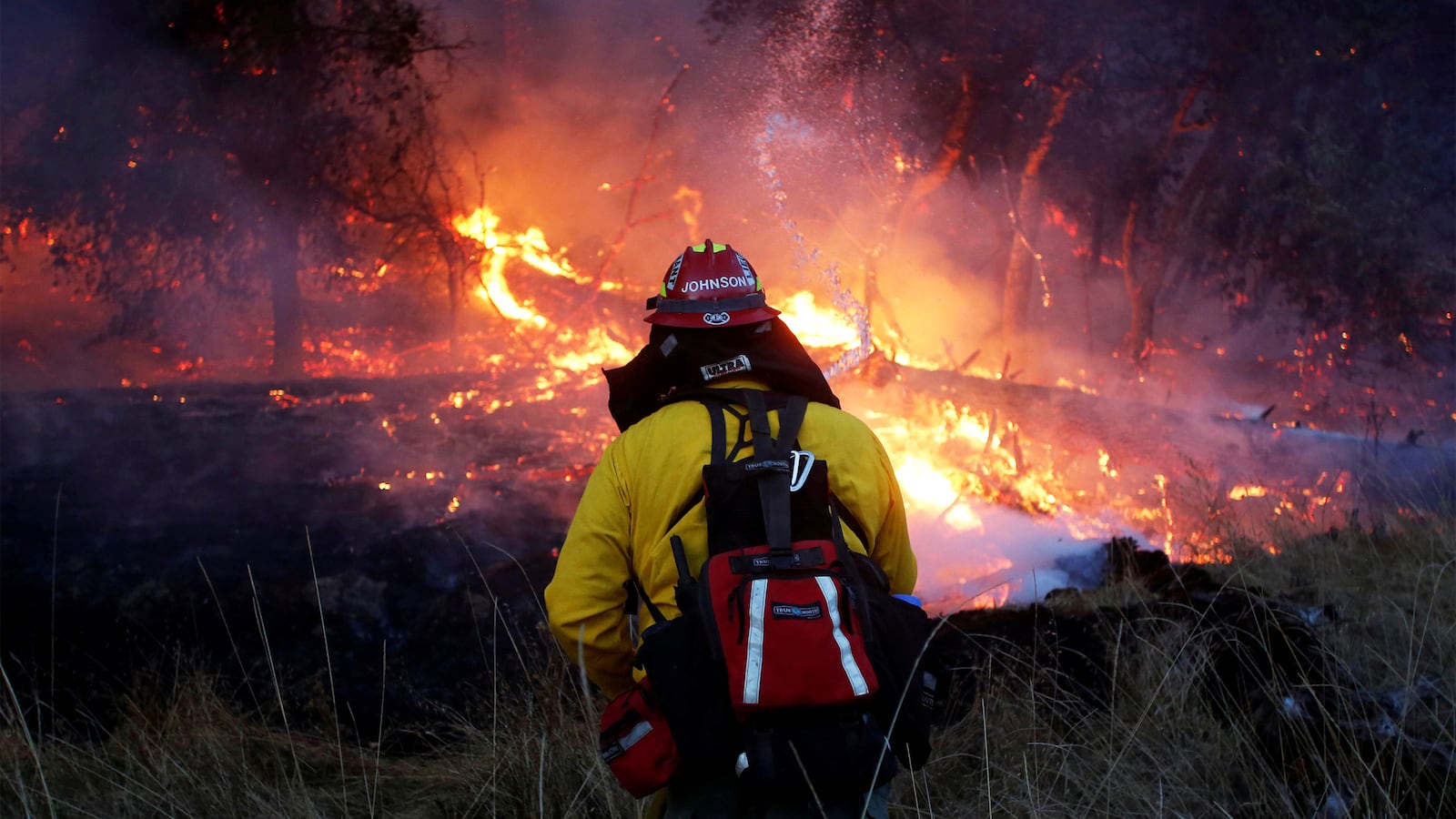 Firefighters battle a wildfire near Santa Rosa, California, U.S., October 14, 2017. REUTERS/Jim Urquhart TPX IMAGES OF THE DAY - RC16A10BA8F0