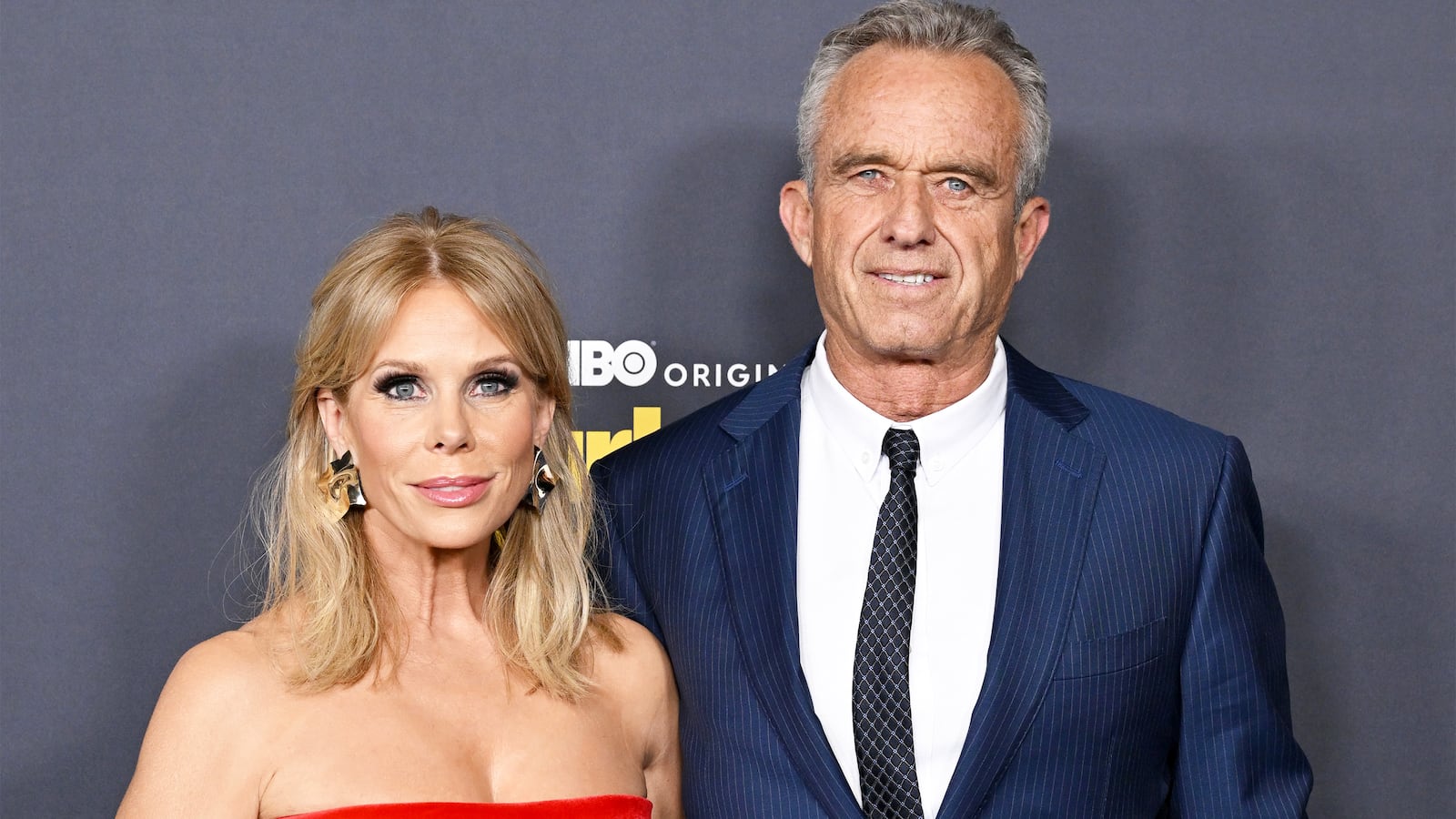 Cheryl Hines and Robert F. Kennedy Jr. attend the Los Angeles Premiere of HBO's "Curb Your Enthusiasm" Season 12 at Directors Guild Of America on January 30, 2024 in Los Angeles, California.