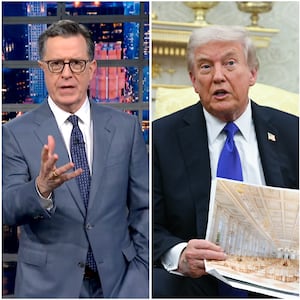 Stephen Colbert and Donald Trump