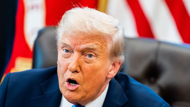 WASHINGTON, DC  September 19: US President Donald Trump speaks before signing executive orders in the Oval Office at the White House on Friday September 19, 2025. President Trump signed a two executive orders establishing the "Trump Gold Card" and introducing a $100,000 fee for H-1B visas. The "Trump Gold Card" is a visa program that allows foreign nationals permanent residency and a pathway to U.S. citizenship. (Photo by Demetrius Freeman/The Washington Post via Getty Images)