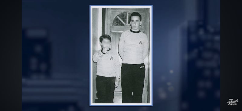 Jimmy Kimmel Live! Highschool yearbook photo of Stephen Miller dressed in Star Trek costume with younger brother.