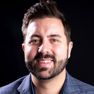 Cory Bowman, the Republican candidate for Cincinnati Mayor, poses for a portrait in Cincinnati on Oct. 2, 2025.