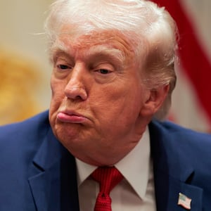 WASHINGTON, DC - MARCH 26: U.S. President Donald Trump reacts during a Cabinet meeting in the Cabinet Room of the White House on March 26, 2026 in Washington, DC. This is Trump's second Cabinet meeting of 2026 and the first since the United States and Israel began attacking Iran on February 28. (Photo by Chip Somodevilla/Getty Images)