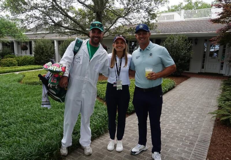 Kai Trump, 18, with golfer Bryson DeChambeau and his caddie, Gregory Bodine. Credit: kaitrumpgolfer/Instagram.