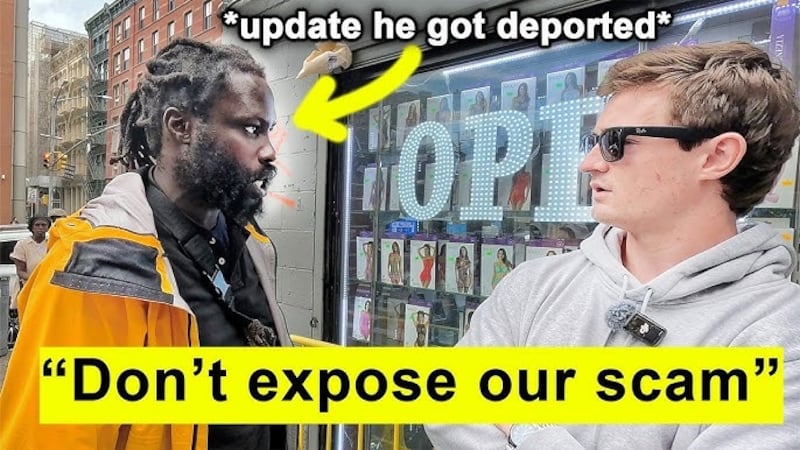 Shirley claims in a thumbnail for his video that Ndoye had been deported," but that isn't true.