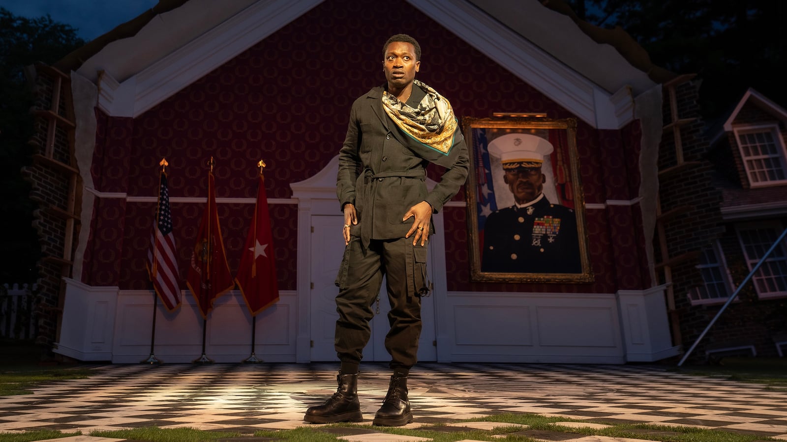 Ato Blankson-Wood performing Hamlet in Central Park during The Public’s Free Shakespeare in the Park